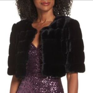 Eliza J Faux Fur Bolero Jacket NWT